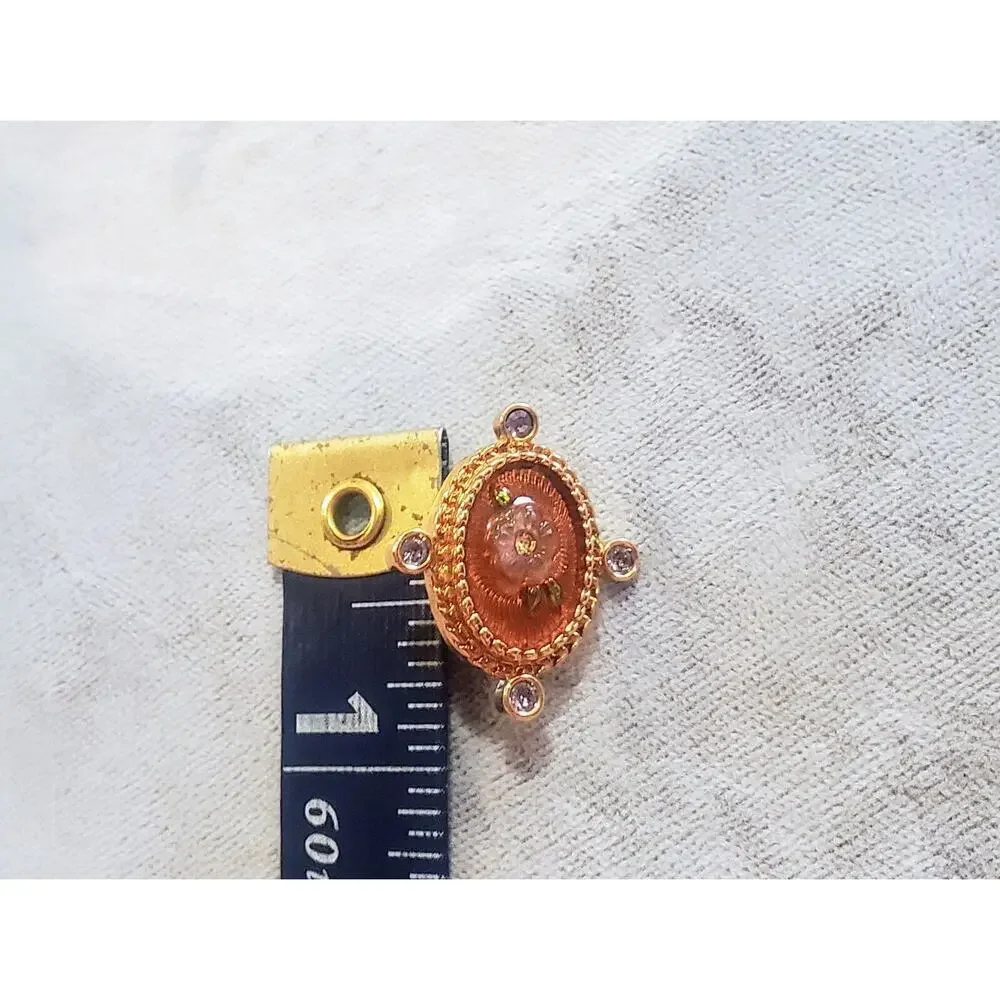 Avon Vintage Clip On Earrings Elegant Estate Gold Tone Colorful Dainty Floral 1